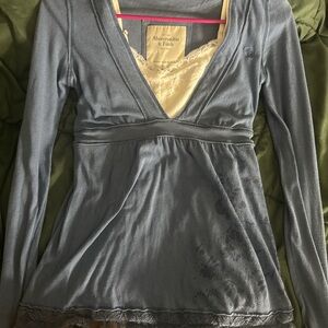 Abercrombie & Fitch Slate Blue Long Sleeve Top